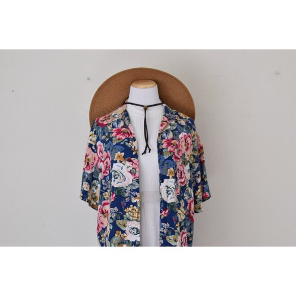 Vintage 90s Floral Rayon Blouse‎ | size M - Picture 10 of 10
